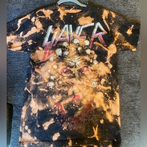 Slayer band shirt bleach dye acid wash
